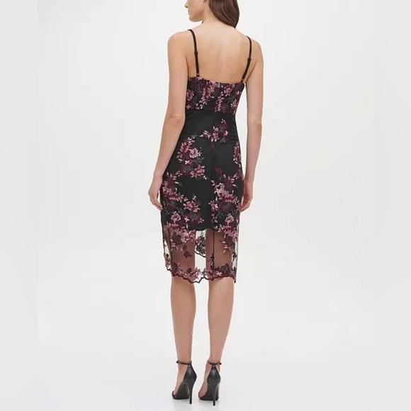 GUESS Sleeveless Floral Lace Chiffon Overlay Sheath Embroidered Mesh Dress new 8 - Picture 6 of 13